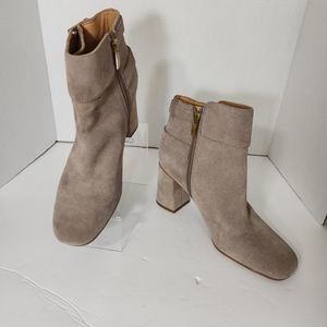 Franco Sarto Kline Suede Leather Heeled Booties beige tan size 8